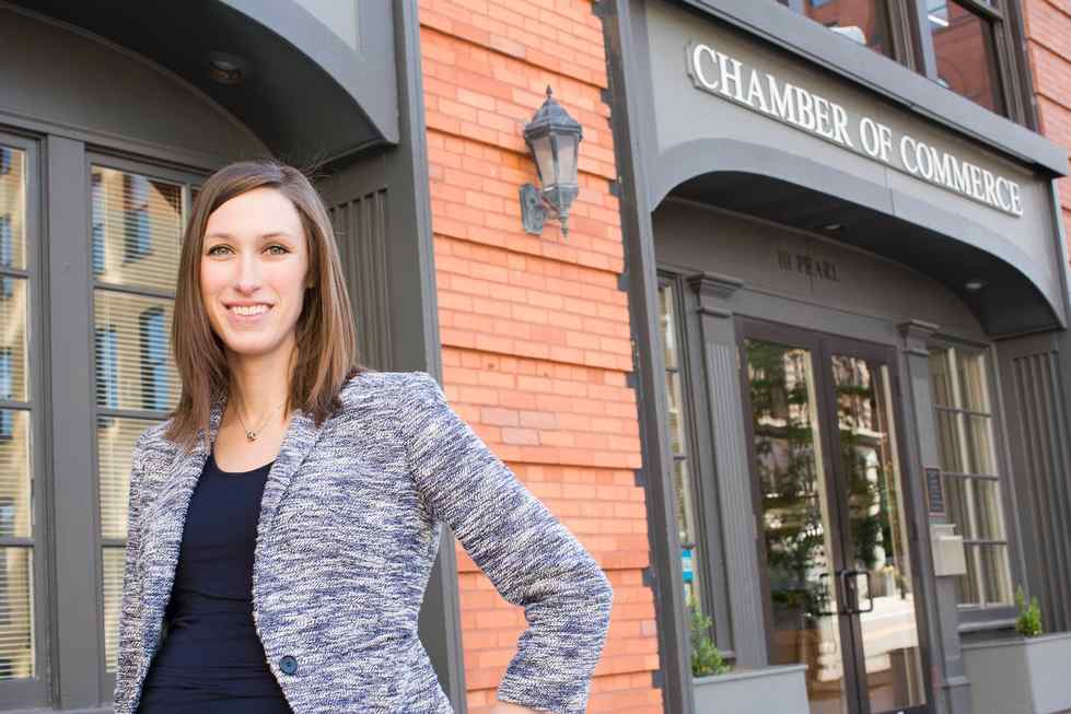 woman standing outside building